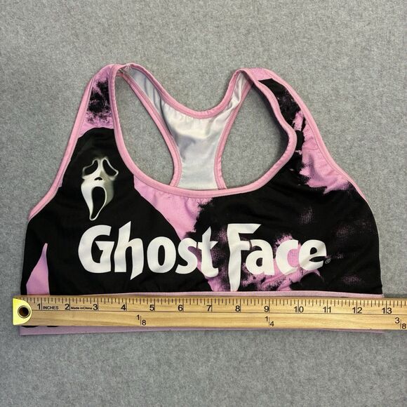 Women’s PSD Ghost Face Sports Bra Large Pink Black Racerback Scream - Picture 6 of 7